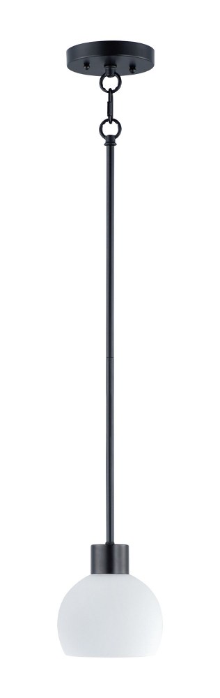 Maxim Lighting-91270SWBK-Coraline-1 Light Mini Pendant-6 Inches wide by 6.25 inches high   Black Finish with Satin White Glass