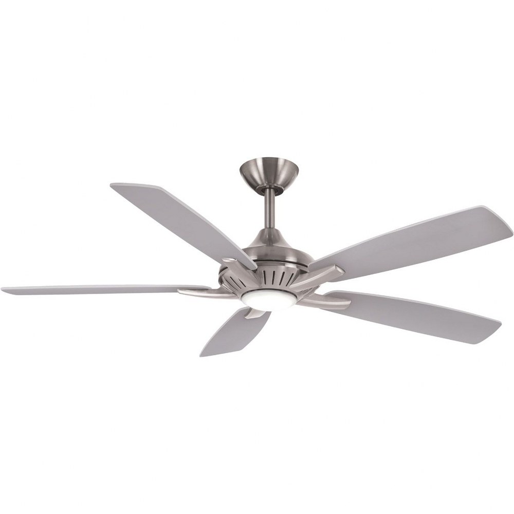 Minka Aire Fans-F1000-BN/SL-Dyno - Ceiling Fan with Light Kit in Transitional Style - 12 inches tall by 52 inches wide Brushed Nickel/Silver  White Finish with White Blade Finish with Frosted Glass