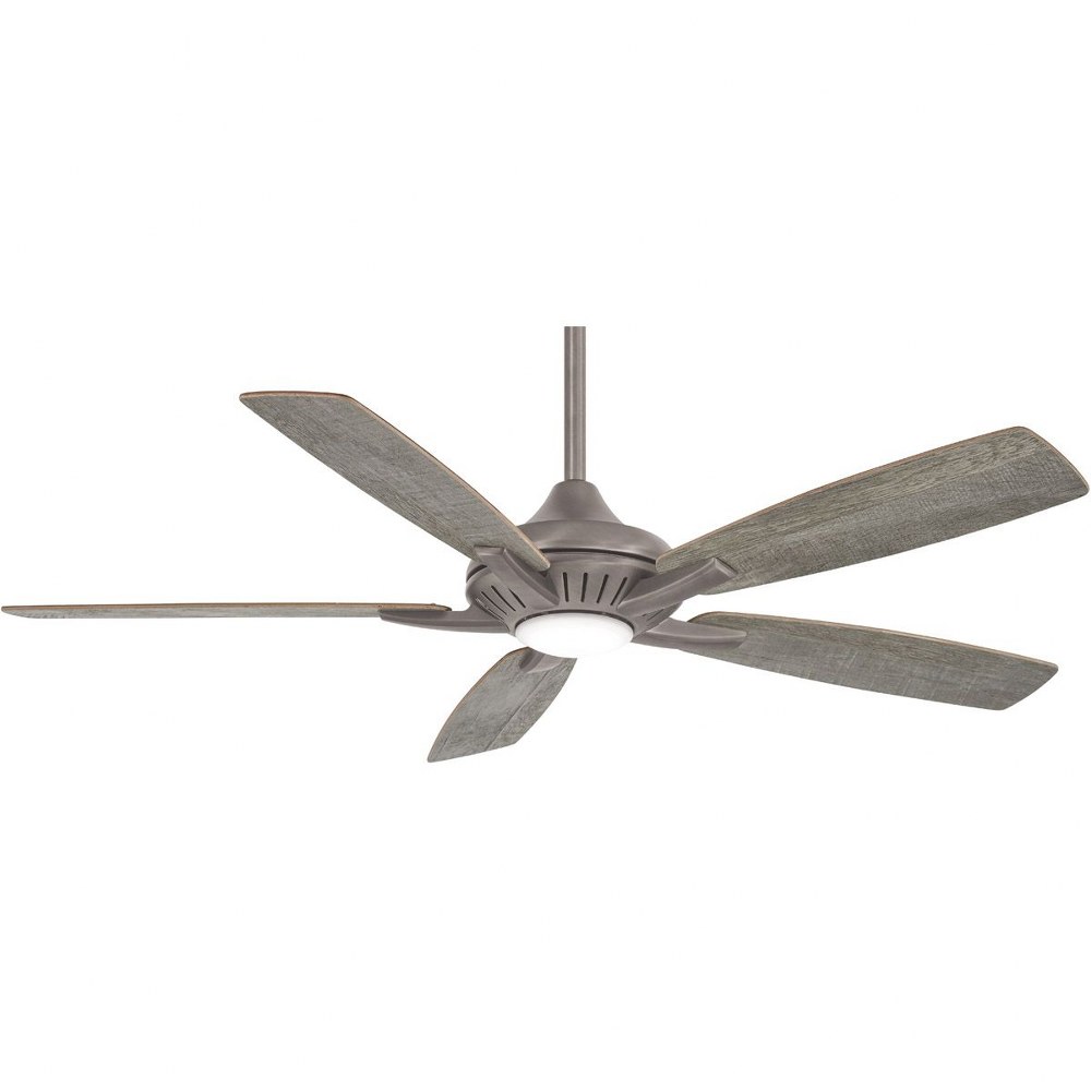 Minka Aire Fans-F1000-BNK-Dyno - Ceiling Fan with Light Kit in Transitional Style - 12 inches tall by 52 inches wide Burnished Nickel  White Finish with White Blade Finish with Frosted Glass