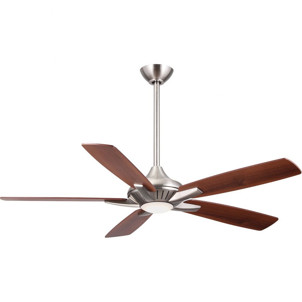 Minka Aire Fans-F1000-BN-Dyno - Ceiling Fan with Light Kit in Transitional Style - 12 inches tall by 52 inches wide   Brushed Nickel Finish with Medium Maple/Dark Walnut Blade Finish with Frosted Glas