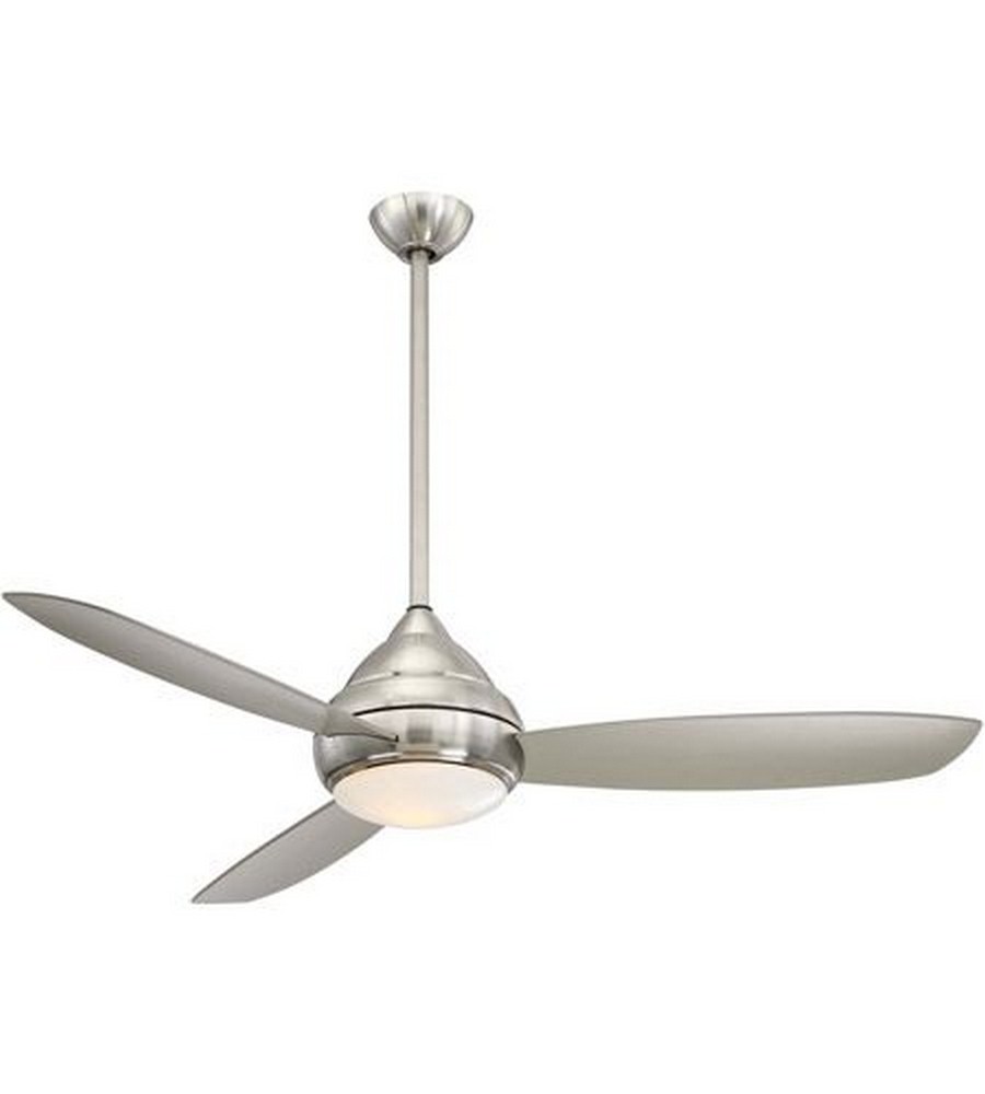 Minka Aire Fans-F477L-BNW-Concept I - Ceiling Fan with Light Kit in Traditional Style - 18.5 inches tall by 58 inches wide Brushed Nickel Wet Brushed Nickel Wet White Finish with White Blade Finish wi