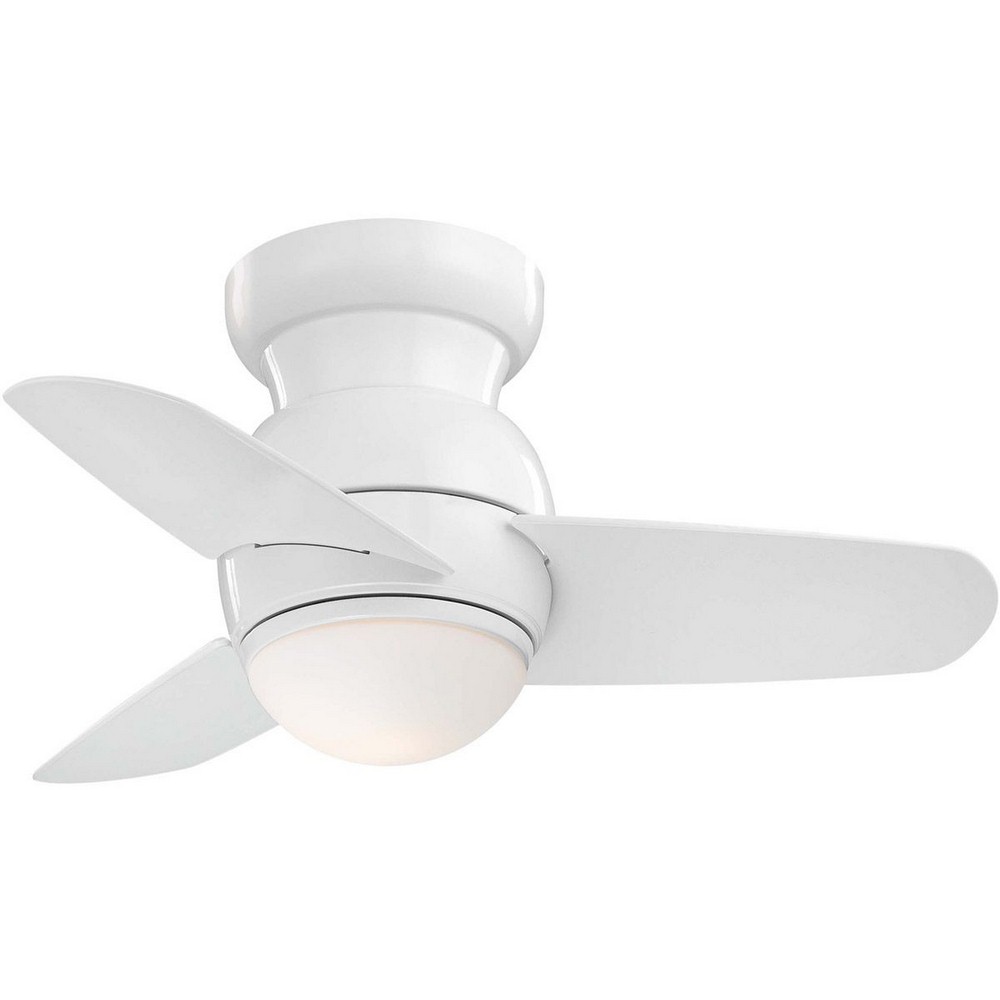 Minka Aire Fans-F510L-WH-Spacesaver - Ceiling Fan with Light Kit in Traditional Style - 11 inches tall by 26 inches wide White White White Finish with White Blade Finish with Etched Opal Glass