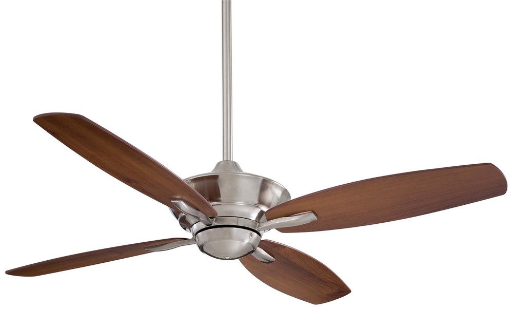 Minka Aire Fans-F513-BN-New Era - Ceiling Fan in Transitional Style - 13 inches tall by 52 inches wide Brushed Nickel Dark Walnut White Finish with White Blade Finish