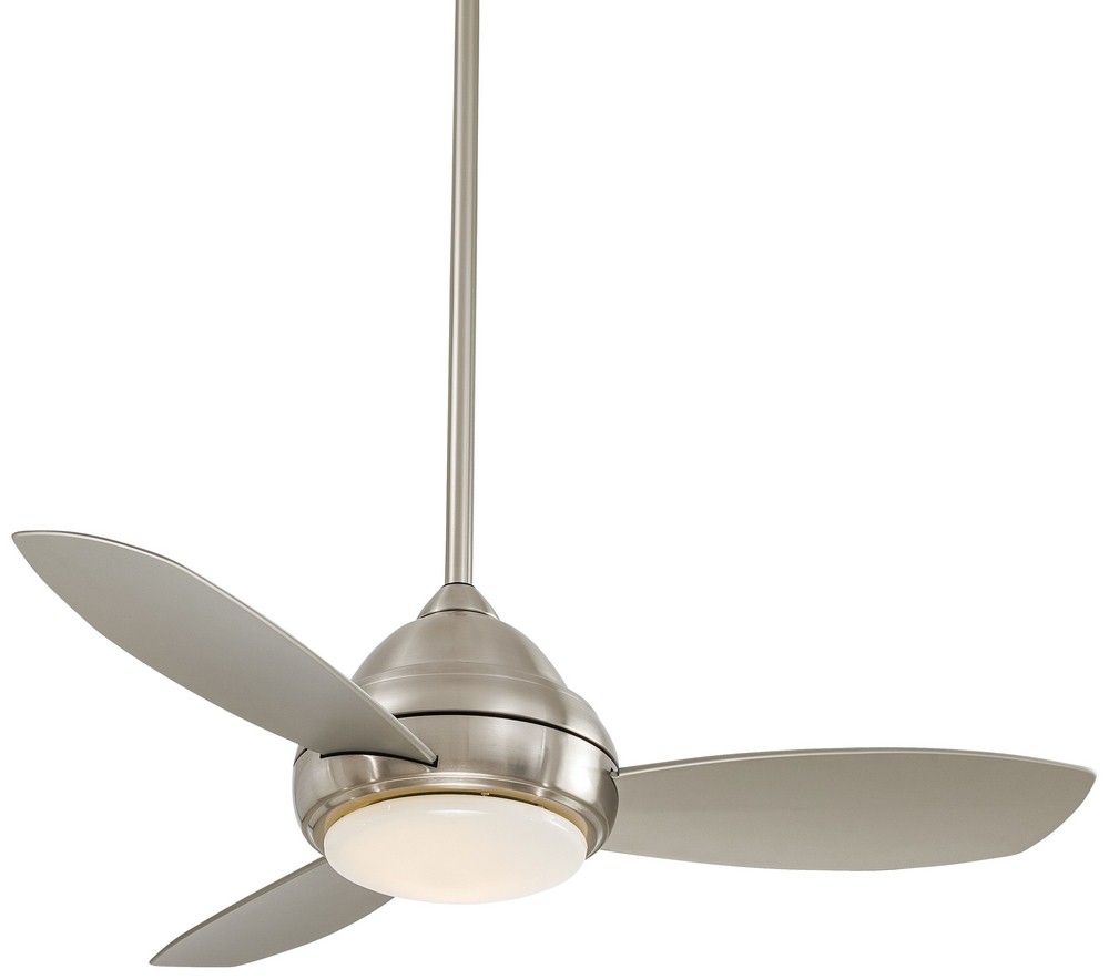 Minka Aire Fans-F516L-BN-Concept I - Ceiling Fan with Light Kit in Traditional Style - 17.5 inches tall by 44 inches wide Brushed Nickel Silver Brushed Nickel Finish with Silver Blade Finish with White Opal Glass
