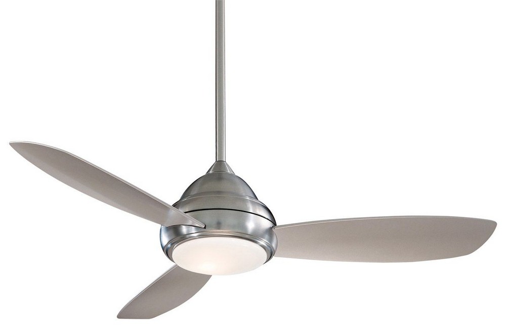 Minka Aire Fans-F517L-BN-Concept I - Ceiling Fan with Light Kit in Traditional Style - 17.5 inches tall by 52 inches wide Brushed Nickel Silver White Finish with White Blade Finish with White Opal Gla