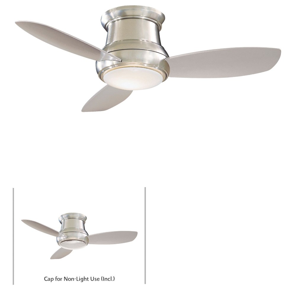 Minka Aire Fans-F518L-BN-Concept Ii - Ceiling Fan with Light Kit in Traditional Style - 11.5 inches tall by 44 inches wide Brushed Nickel Silver White Finish with White Blade Finish with White Opal Gl