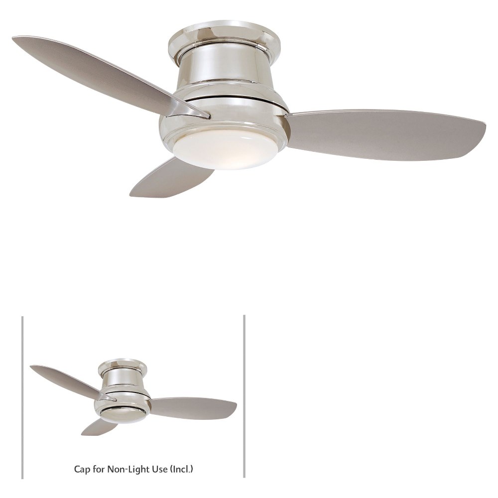 Minka Aire Fans-F518L-PN-Concept Ii - Ceiling Fan with Light Kit in Traditional Style - 11.5 inches tall by 44 inches wide   Polished Nickel Finish with Silver Blade Finish with White Opal Glass