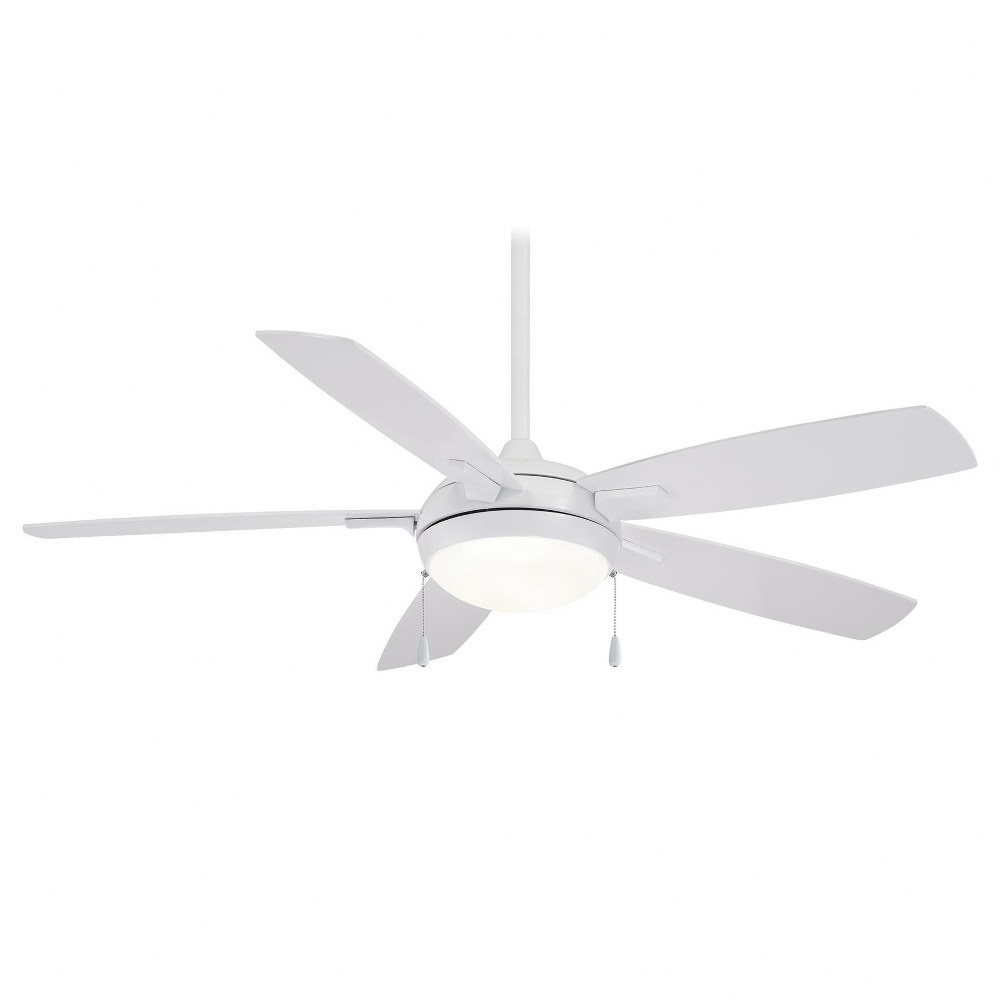 Minka Aire Fans-F534L-WH-Lun-Aire - LED Ceiling Fan in Transitional Style - 15.25 inches tall by 54 inches wide White White Brushed Nickel Finish with Silver Blade Finish with Etched Opal Glass