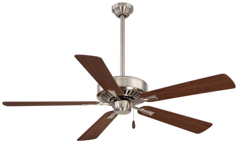 Minka Aire Fans-F556-BN/DW-Contractor Plus - Ceiling Fan in Transitional Style - 12.25 inches tall by 52 inches wide   Brushed Nickel Finish with Reversible Medium Maple/Dark Walnut Blade Finish