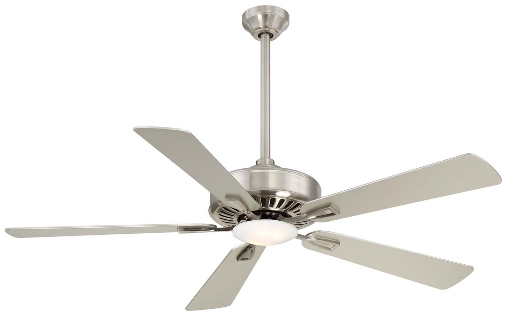 Minka Aire Fans-F556L-BN-Contractor - LED Ceiling Fan in Transitional Style - 13.25 inches tall by 52 inches wide   Brushed Nickel Finish with Silver Blade Finish with Frosted Glass