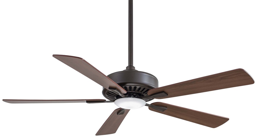 Minka Aire Fans-F556L-ORB-Contractor - LED Ceiling Fan in Transitional Style - 13.25 inches tall by 52 inches wide   Oil Rubbed Bronze Finish with Medium Maple/Dark Walnut Blade Finish with Frosted Gl