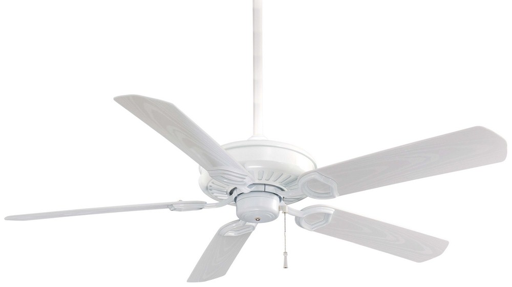 Minka Aire Fans-F589-WH-Sundowner - Outdoor Ceiling Fan in Traditional Style - 15 inches tall by 54 inches wide   White Finish with White Blade Finish