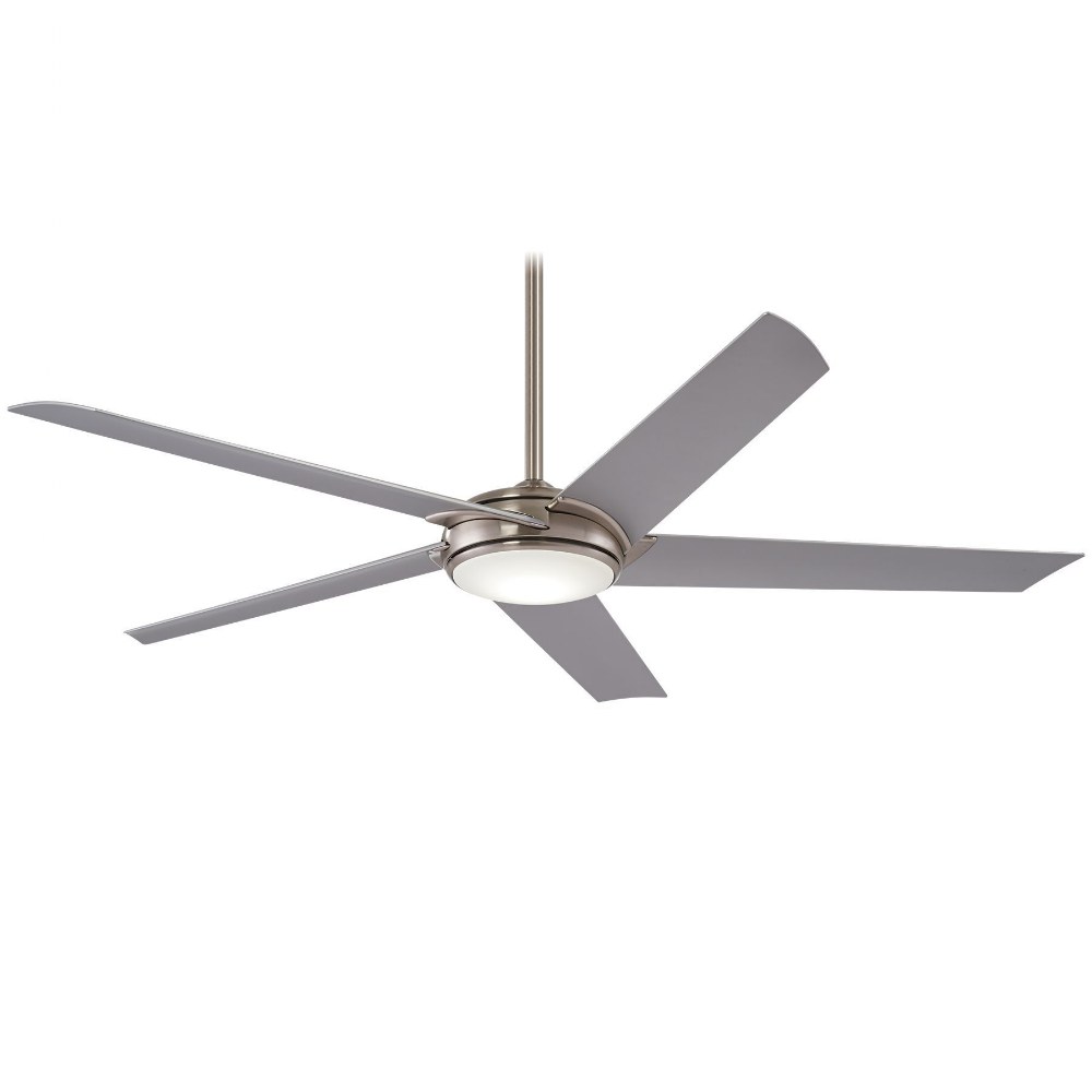 Minka Aire Fans-F617L-BN-Raptor - Ceiling Fan with Light Kit in Contemporary Style - 11 inches tall by 60 inches wide Brushed Nickel Silver Oil Rubbed Bronze/Antique Brass Finish with Tobacco Blade Fi