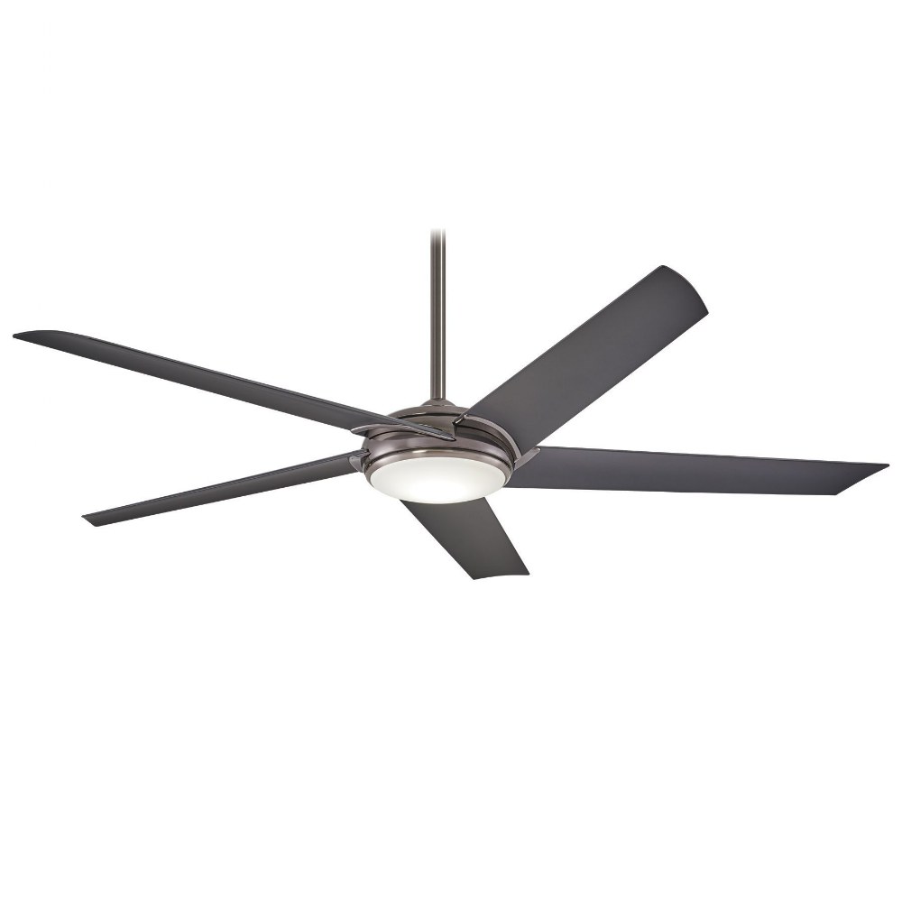 Minka Aire Fans-F617L-GM-Raptor - Ceiling Fan with Light Kit in Contemporary Style - 11 inches tall by 60 inches wide Gunmetal Gun Metal Oil Rubbed Bronze/Antique Brass Finish with Tobacco Blade Finis