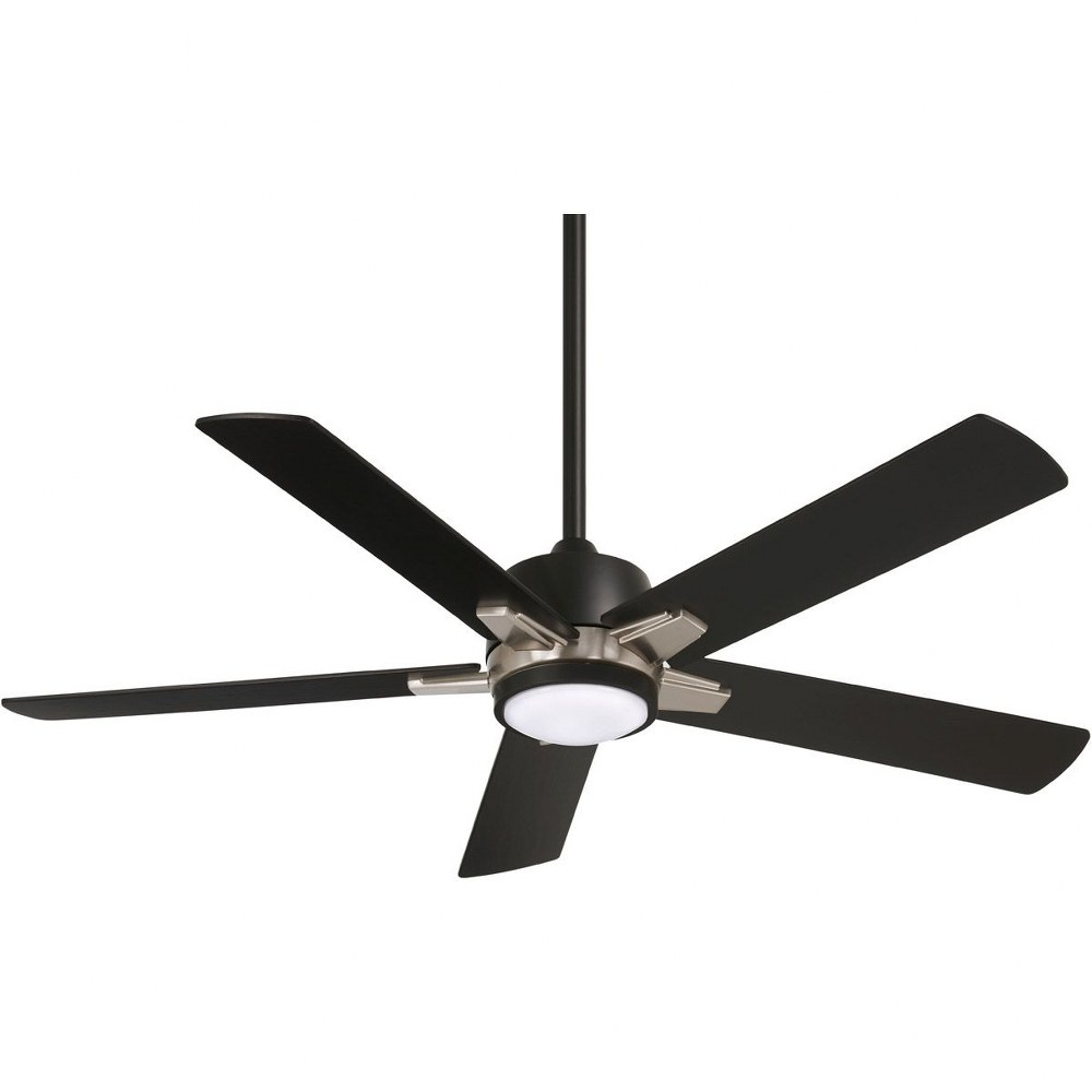 Minka Aire Fans-F619L-CL/BN-Stout - 54 Inch 5 Blade Ceiling Fan with Light Kit   Coal Finish with Coal Blade Finish with Frosted White Glass