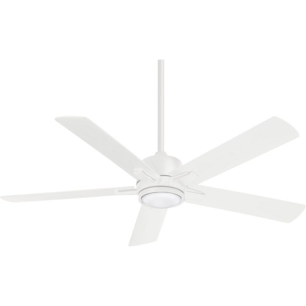 Minka Aire Fans-F619L-WHF-Stout - 54 Inch 5 Blade Ceiling Fan with Light Kit   Flat White Finish with Flat White Blade Finish with Frosted White Glass