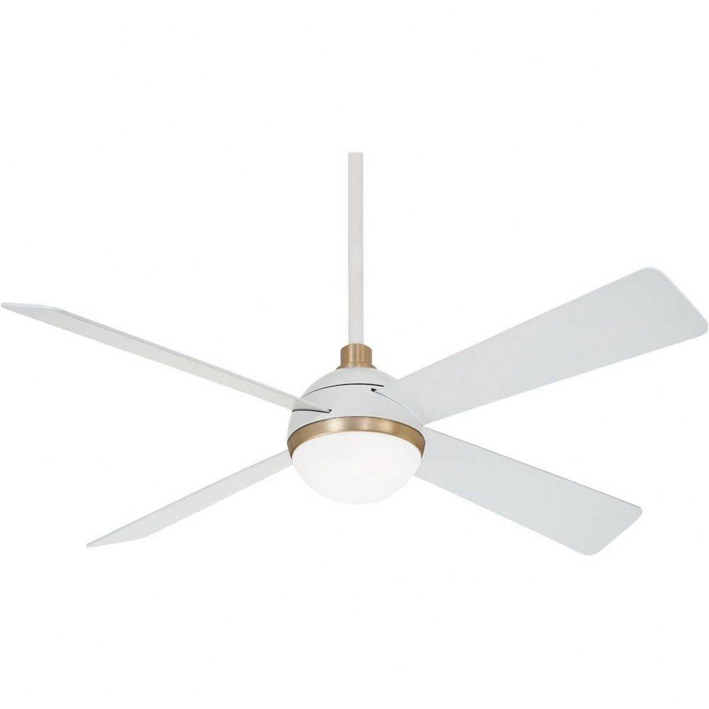 Minka Aire Fans-F623L-WHF/SBR-Orb Led - 54 Inch 4 Blade Ceiling Fan with Light Kit   Flat White Finish with Flat White Blade Finish with Etched Opal Glass