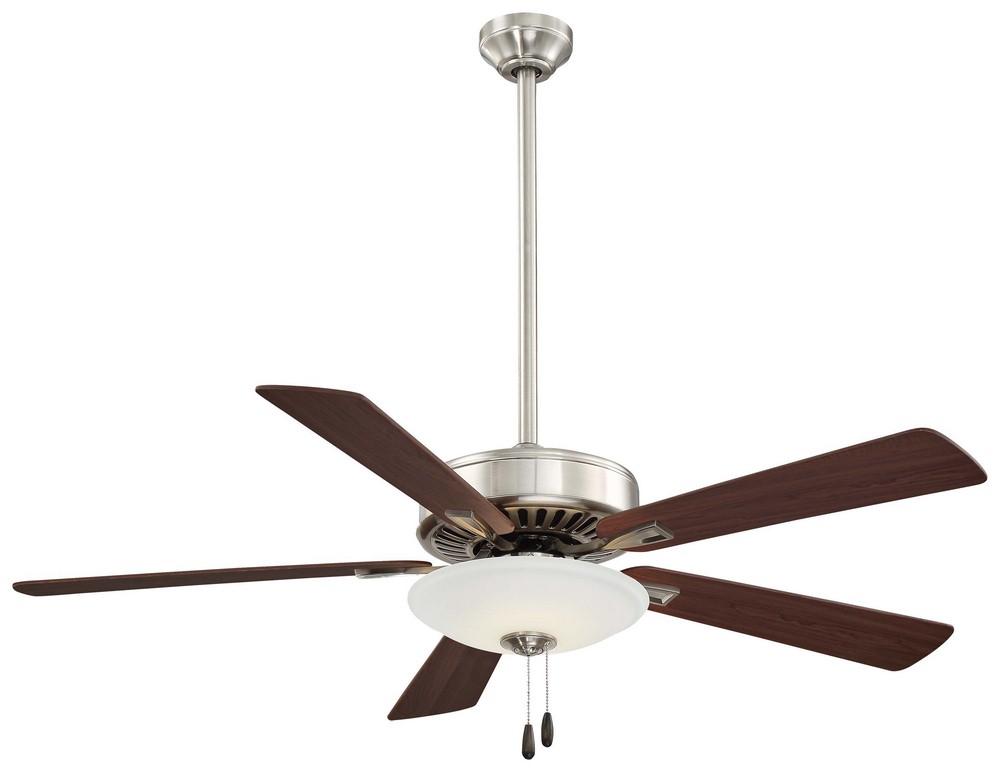 Minka Aire Fans-F656L-BN/DW-Contractor Uni - Ceiling Fan with Light Kit in Traditional Style - 17.5 inches tall by 52 inches wide   Brushed Nickel/Dark Walnut Finish with Medium Maple/Dark Walnut Blad