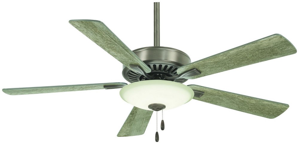 Minka Aire Fans-F656L-BNK-Contractor Uni - Ceiling Fan with Light Kit in Traditional Style - 17.5 inches tall by 52 inches wide Burnished Nickel Savannah Gray White Finish with White Blade Finish with