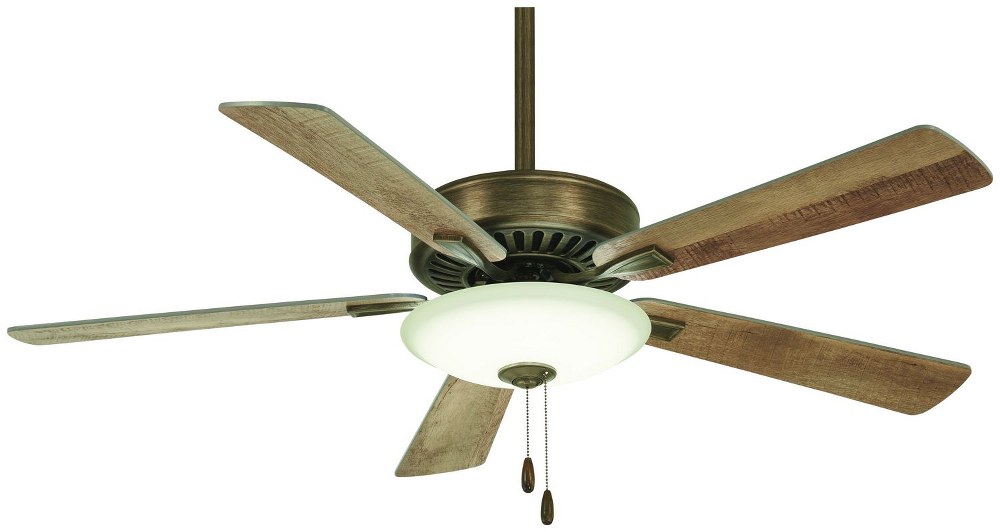 Minka Aire Fans-F656L-HBZ-Contractor Uni - Ceiling Fan with Light Kit in Traditional Style - 17.5 inches tall by 52 inches wide Heirloom Bronze Barnwood White Finish with White Blade Finish with Frost