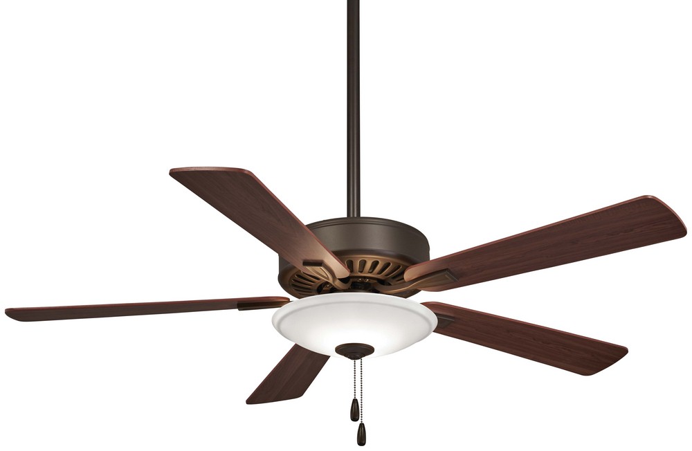 Minka Aire Fans-F656L-ORB-Contractor Uni - Ceiling Fan with Light Kit in Traditional Style - 17.5 inches tall by 52 inches wide Oil Rubbed Bronze Medium Maple/Dark Walnut White Finish with White Blade