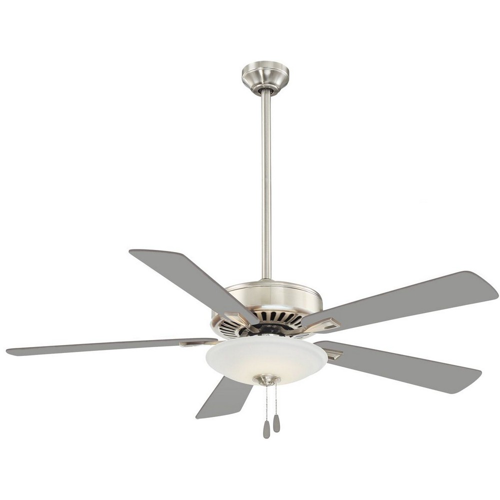 Minka Aire Fans-F656L-PN-Contractor Uni - Ceiling Fan with Light Kit in Traditional Style - 17.5 inches tall by 52 inches wide Polished Nickel Silver White Finish with White Blade Finish with Frosted 