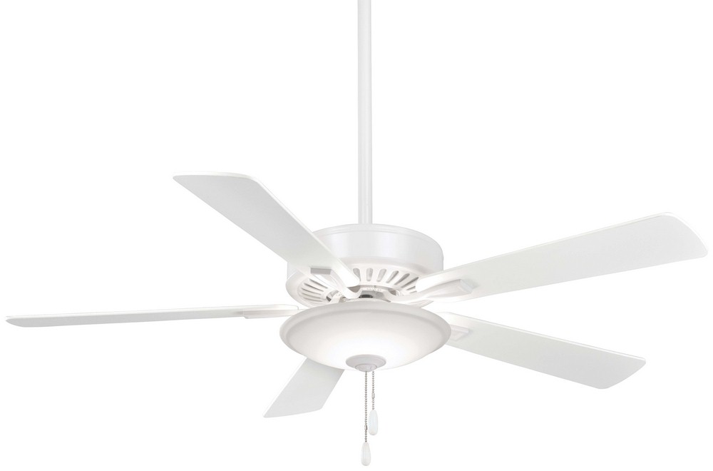 Minka Aire Fans-F656L-WH-Contractor Uni - Ceiling Fan with Light Kit in Traditional Style - 17.5 inches tall by 52 inches wide White White White Finish with White Blade Finish with Frosted White Glass