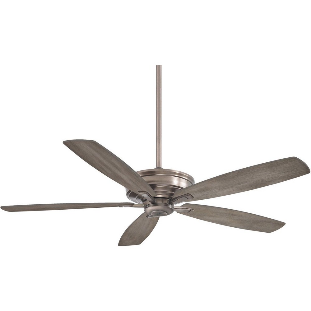 Minka Aire Fans-F696-BNK-Kafe - Ceiling Fan in Transitional Style - 15 inches tall by 60 inches wide Brushed Nickel Seashore Grey White Finish with White Blade Finish