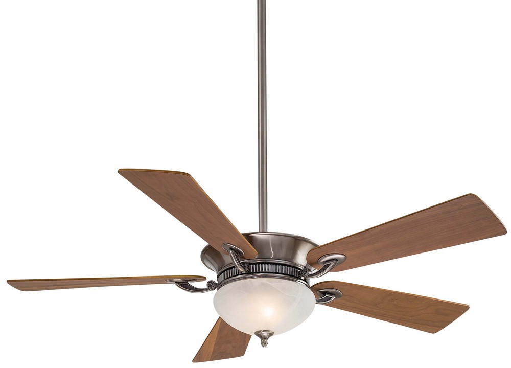 Minka Aire Fans-F701-PW-Delano - Ceiling Fan with Light Kit in Transitional Style - 15.5 inches tall by 52 inches wide   Pewter Finish with Natural Walnut Blade Finish with Etched Marble Glass
