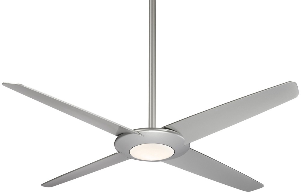 Minka Aire Fans-F739L-SL-Pancake XL - Ceiling Fan with Light Kit in Transitional Style - 11 inches tall by 62 inches wide Silver Silver Flat White Finish with Flat White Blade Finish with White Glass