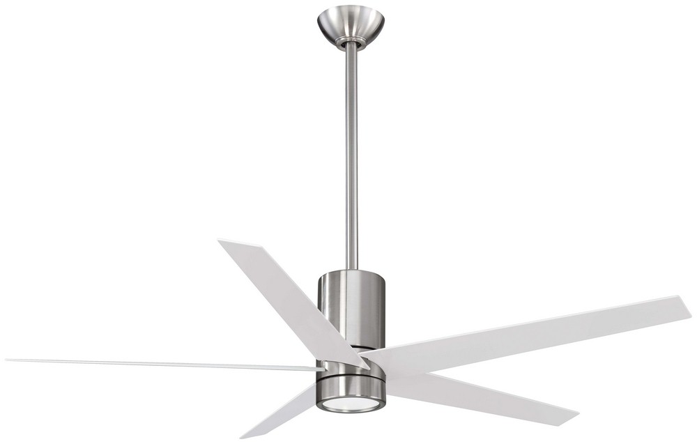 Minka Aire Fans-F828-BN/WH-Symbio - Ceiling Fan with Light Kit in Contemporary Style - 17.75 inches tall by 56 inches wide   Brushed Nickel/White Finish with White Blade Finish with Etched Glass