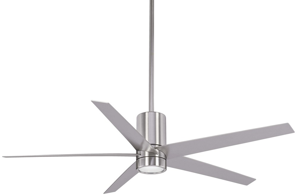 Minka Aire Fans-F828-BN-Symbio - Ceiling Fan with Light Kit in Contemporary Style - 17.75 inches tall by 56 inches wide   Brushed Nickel Finish with Silver Blade Finish with Etched Glass