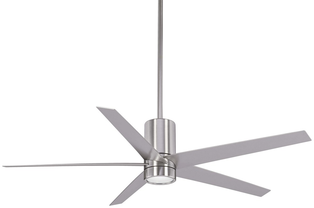 Minka Aire Fans-F828-BN-Symbio - Ceiling Fan with Light Kit in Contemporary Style - 17.75 inches tall by 56 inches wide Brushed Nickel Silver Flat White Finish with Flat White Blade Finish with Etched