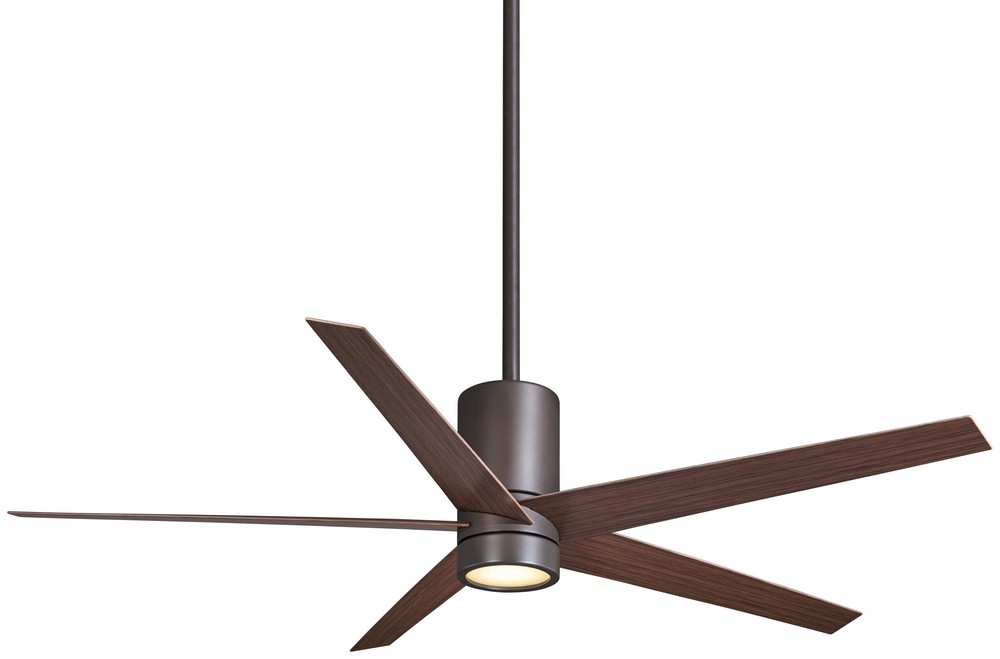 Minka Aire Fans-F828-ORB-Symbio - Ceiling Fan with Light Kit in Contemporary Style - 17.75 inches tall by 56 inches wide   Oil Rubbed Bronze Finish with Medium Maple Blade Finish with Tea Stain Glass