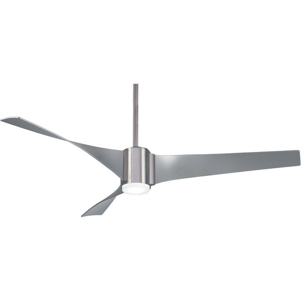 Minka Aire Fans-F832L-BN/SL-Triple - Ceiling Fan with Light Kit in Transitional Style - 15 inches tall by 60 inches wide Brushed Nickel/Silver Silver Vintage Iron Finish with Urban Walnut Blade Finish