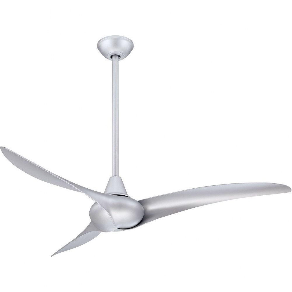 Minka Aire Fans-F843-SL-Wave - Ceiling Fan in Contemporary Style - 12.5 inches tall by 52 inches wide Silver Silver White Finish with White Blade Finish