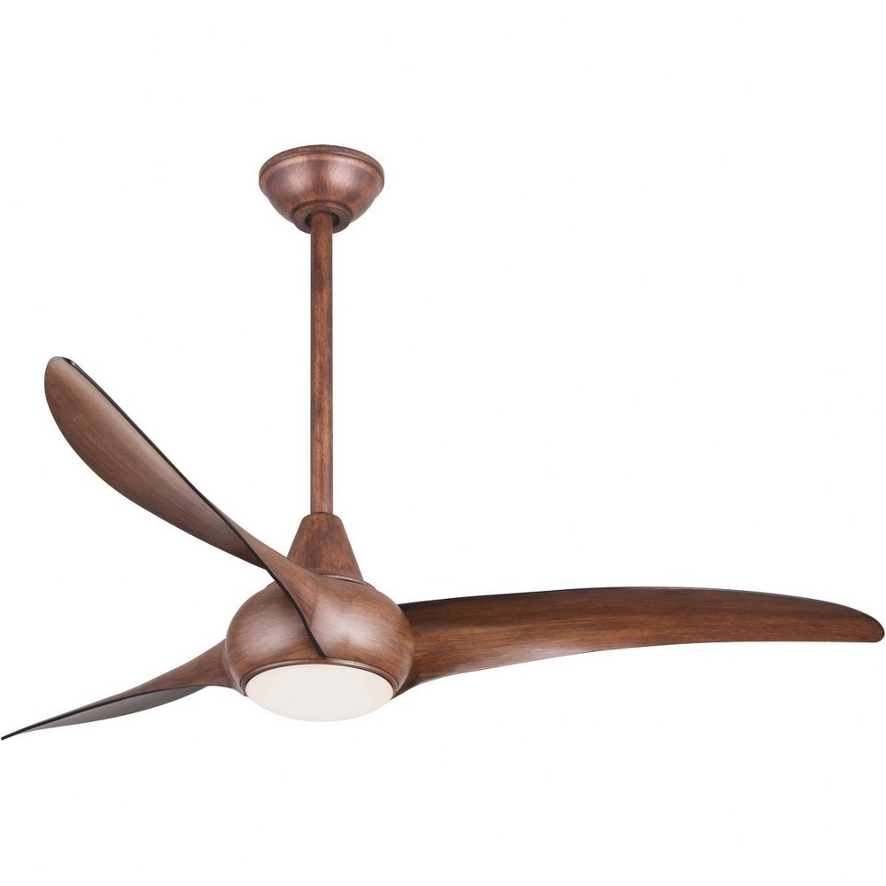 Minka Aire Fans-F844-DK-Light Wave - 52 Inch 3 Blade Ceiling Fan with Light Kit Distressed Koa Distressed Koa White Finish with White Blade Finish with Frosted Glass