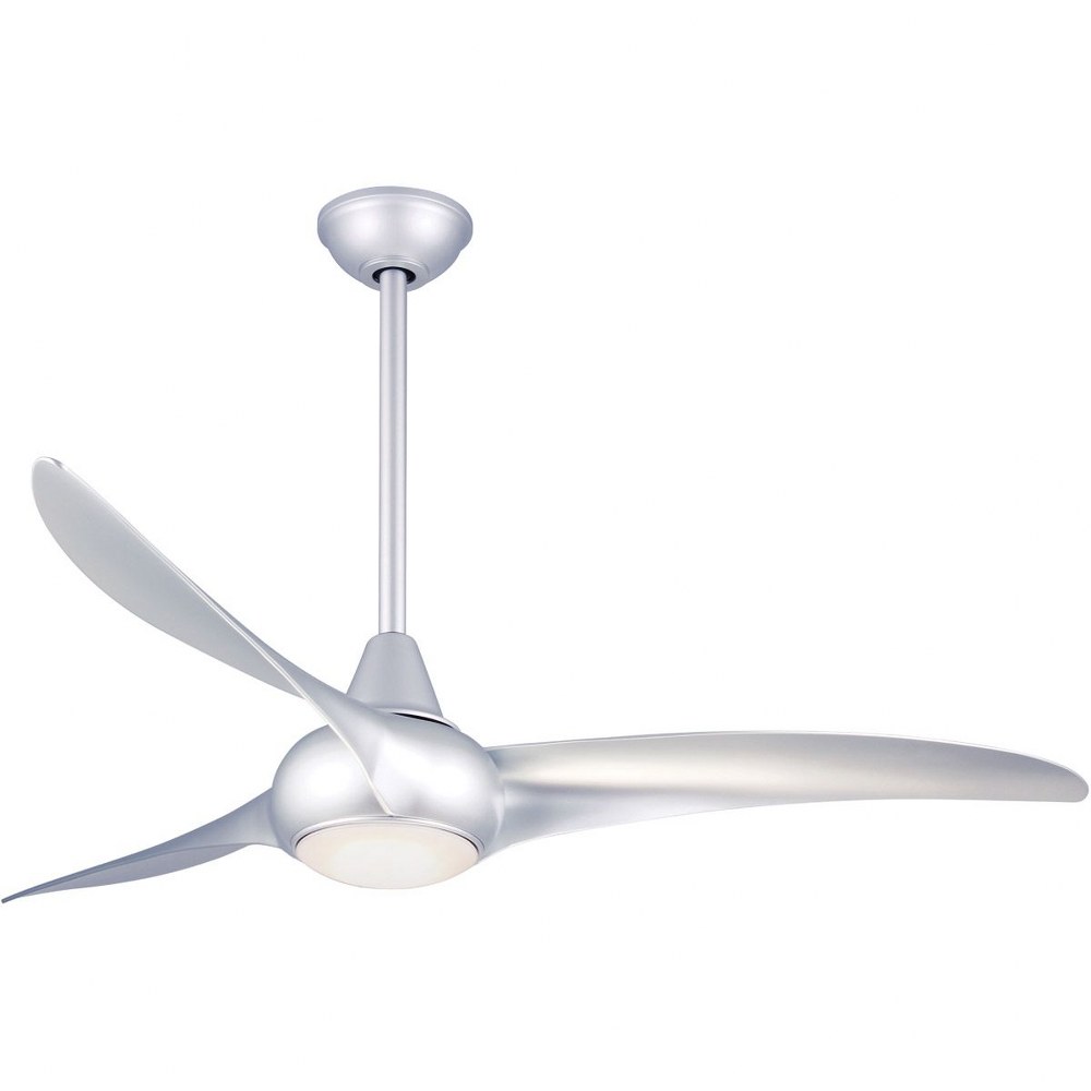 Minka Aire Fans-F844-SL-Light Wave - 52 Inch 3 Blade Ceiling Fan with Light Kit   Silver Finish with Silver Blade Finish with Frosted Glass