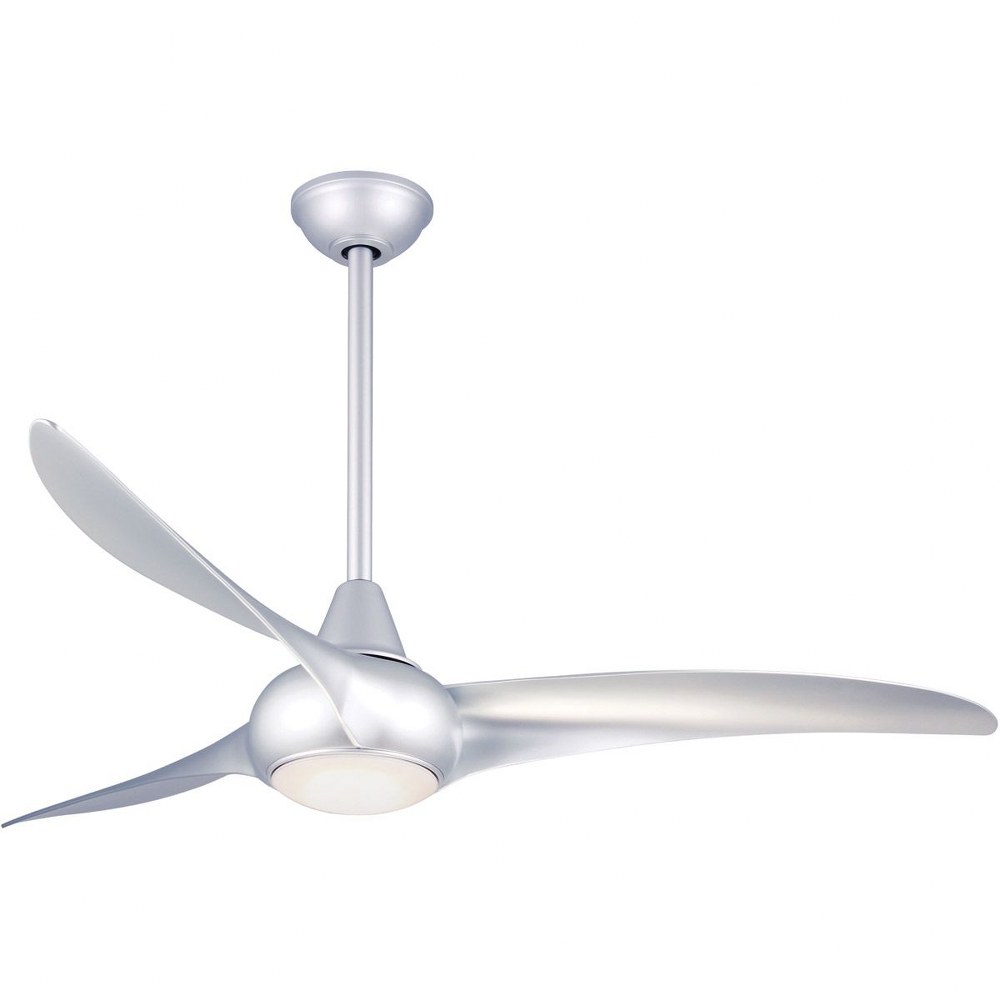 Minka Aire Fans-F844-SL-Light Wave - 52 Inch 3 Blade Ceiling Fan with Light Kit Silver Silver White Finish with White Blade Finish with Frosted Glass