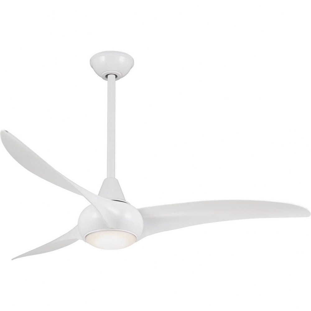 Minka Aire Fans-F844-WH-Light Wave - 52 Inch 3 Blade Ceiling Fan with Light Kit   White Finish with White Blade Finish with Frosted Glass