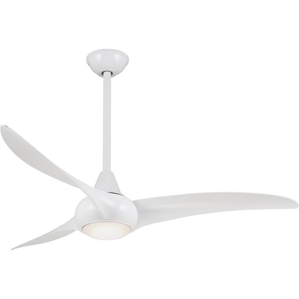 Minka Aire Fans-F844-WH-Light Wave - 52 Inch 3 Blade Ceiling Fan with Light Kit White White White Finish with White Blade Finish with Frosted Glass