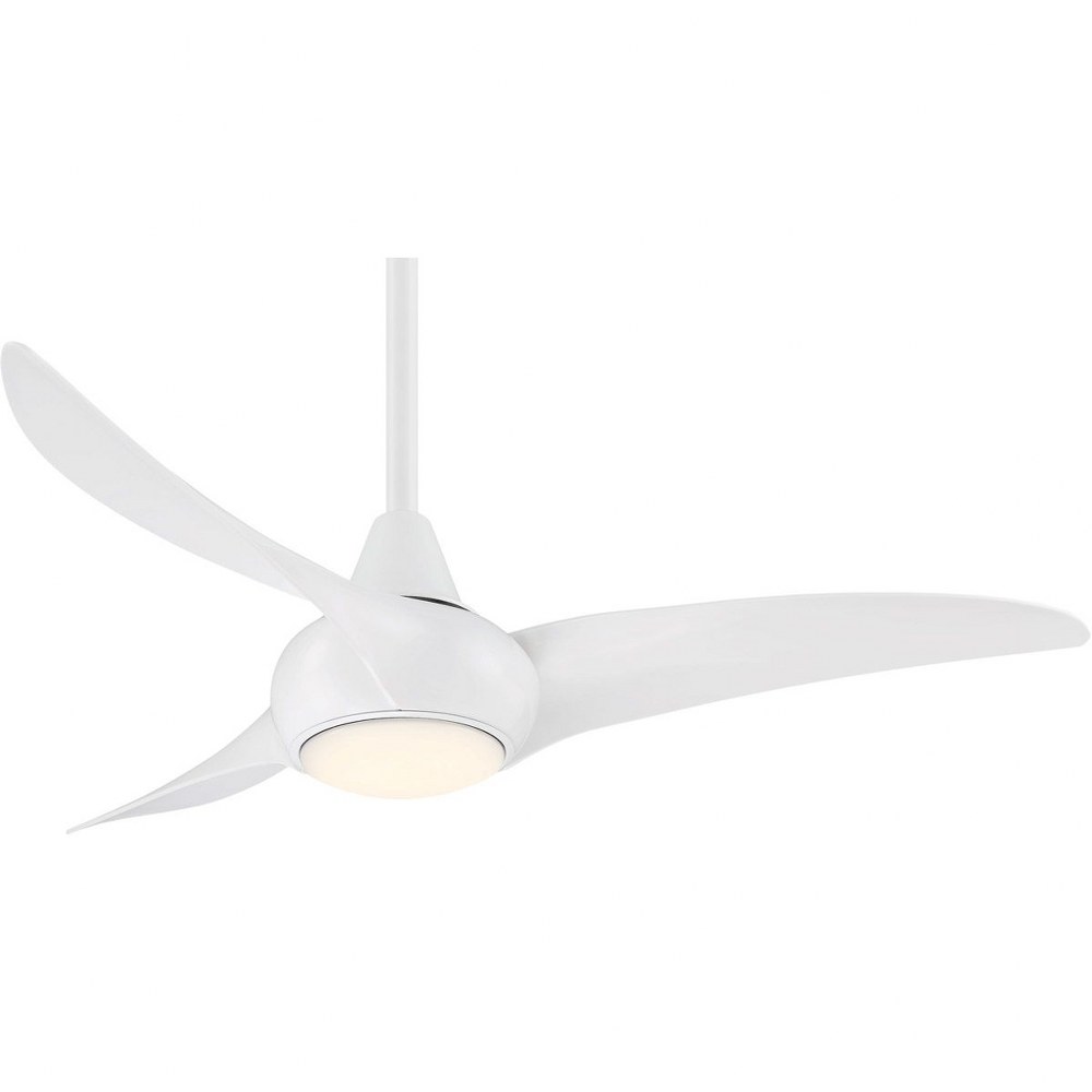 Minka Aire Fans-F845-WH-Light Wave - 44 Inch 3 Blade Ceiling Fan with Light Kit   White Finish with White Blade Finish with Frosted White Glass