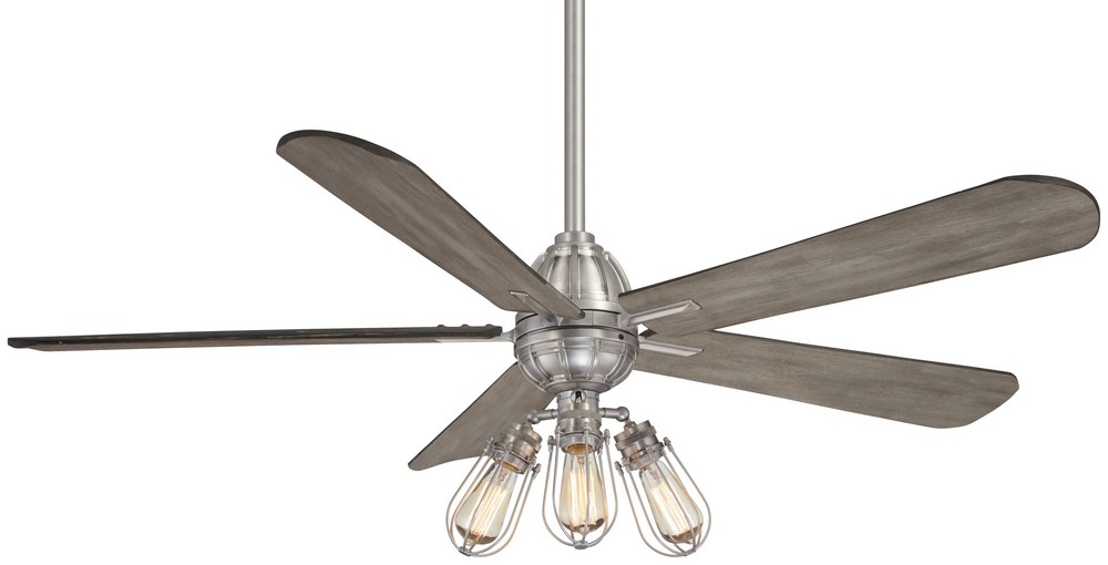 Minka Aire Fans-F852L-BN-Alva - Ceiling Fan with Light Kit in Transitional Style - 20.5 inches tall by 56 inches wide Brushed Nickel Seashore Grey Heirloom Bronze Finish with Aged Boardwalk Blade Finish