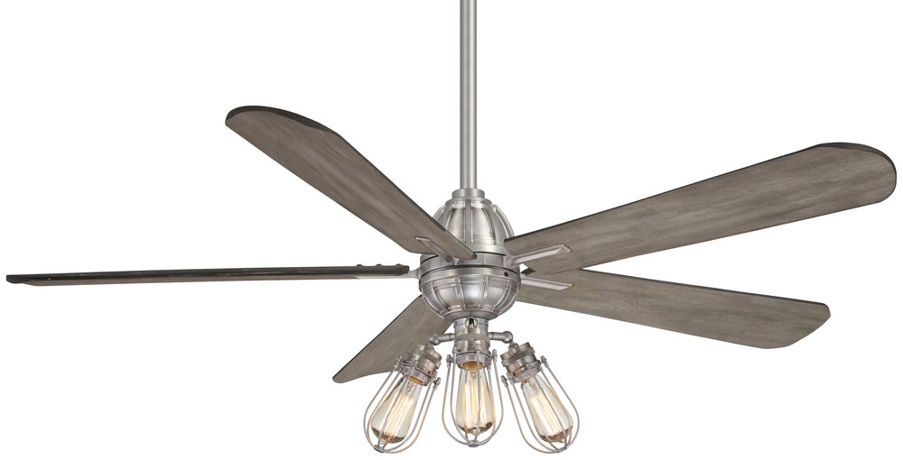 Minka Aire Fans-F852L-BN-Alva - Ceiling Fan with Light Kit in Transitional Style - 20.5 inches tall by 56 inches wide Brushed Nickel Seashore Grey Heirloom Bronze Finish with Aged Boardwalk Blade Fini