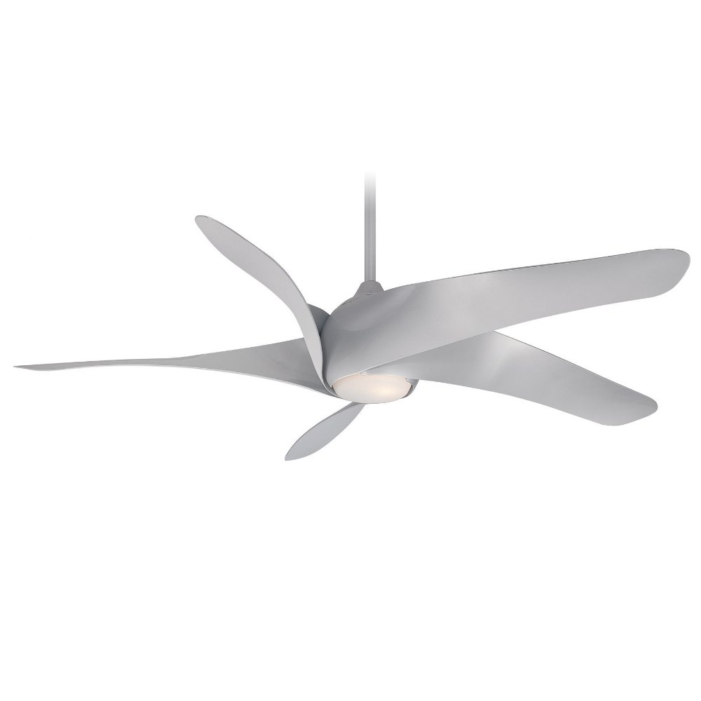 Minka Aire Fans-F905L-SL-Artemis XL5 - Ceiling Fan with Light Kit in Transitional Style - 13.75 inches tall by 62 inches wide Silver Silver White Finish with White Blade Finish with Etched Opal Glass