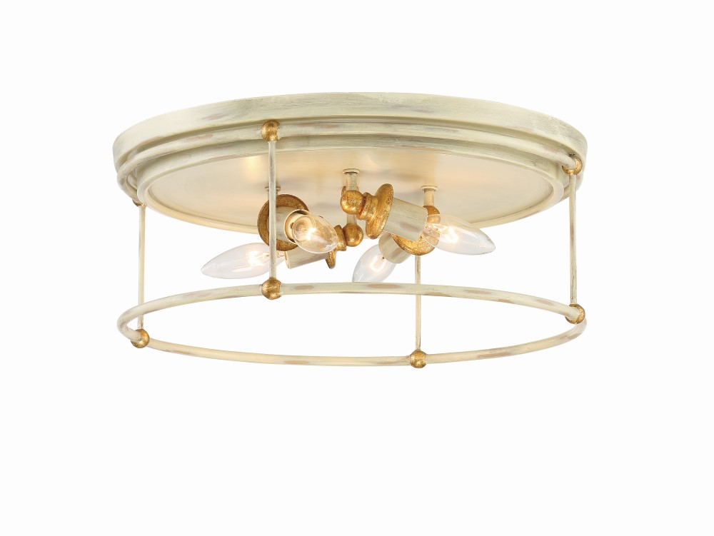 Minka Lavery-1040-701-Westchester County - 4 Light Flush Mount - 6.75 inches tall by 16.5 inches wide Farmhouse White/Gilded Gold  Sand Coal/Skyline Gold Finish