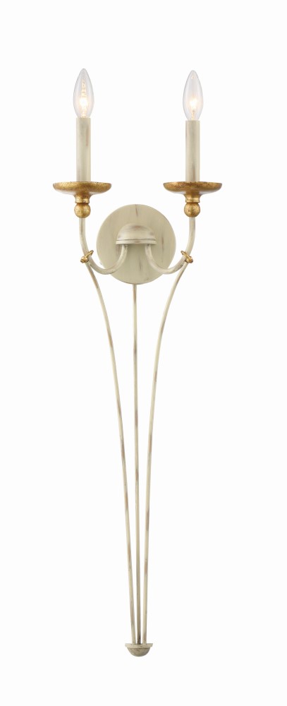 Minka Lavery-1042-701-Westchester County - 2 Light Wall Sconce - 32.75 inches tall by 10.5 inches wide Farmhouse White/Gilded Gold  Sand Coal/Skyline Gold Finish