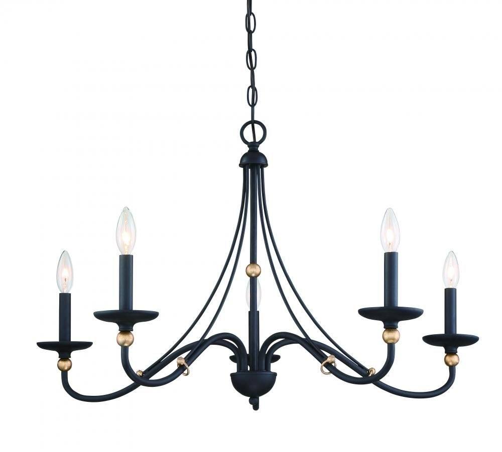 Minka Lavery-1044-677-Westchester County - Chandelier 5 Light Farm House White/Gilded Gold Steel - 20.75 inches tall by 34 inches wide Sand Coal/Skyline Gold  Sand Coal/Skyline Gold Finish