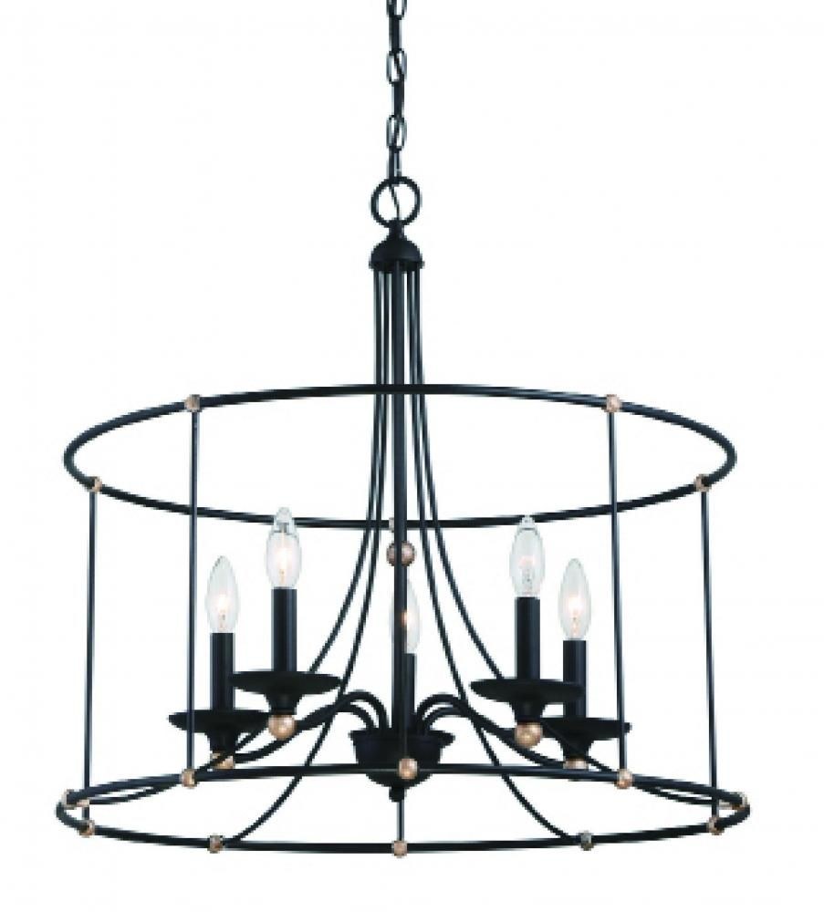 Minka Lavery-1047-677-Westchester County - Chandelier 5 Light Farm House White/Gilded Gold Steel - 24 inches tall by 25 inches wide Sand Coal/Skyline Gold  Sand Coal/Skyline Gold Finish