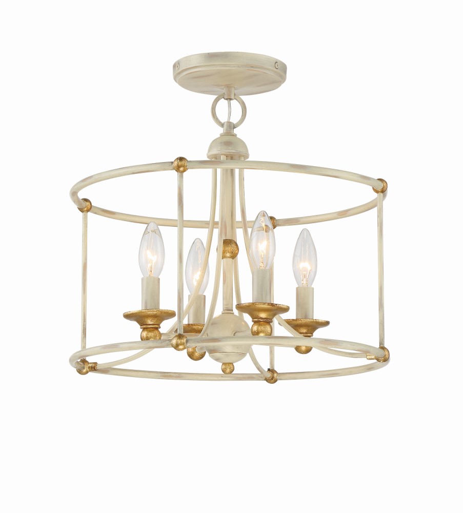 Minka Lavery-1049-701-Westchester County - 4 Light Semi-Flush Mount - 14.75 inches tall by 15.75 inches wide Farmhouse White/Gilded Gold  Farm House White/Gilded Gold Finish